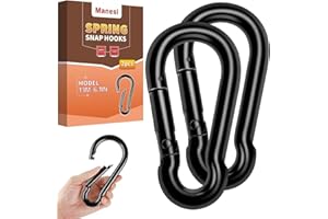 MANESI 6.1Inch Spring Snap Hooks 1100LBS Capacity, Carabiner Clip, Heavy Duty Rope Connector, Quick Link Carabiners Spring Snap Hooks for Indoor & Outdoor, Camping, Climbing, Fishing, Hiking, 2 Pack