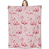 VODRM Flamingo Blanket Crown Flamingos Pink Throw Blankets,Birthday Gifts for Kids & Animal Lovers,Lightweight Soft Fleece for Sofa Couch Bed Room Travel Stylish Decor 50x60in