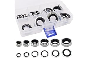 YuGtcen 60pcs A/C Gasket Assortment, 15-32241 GM Original Equipment AC Compressor Seals, Automotive Self-Centered Bonded Seal Air Conditioning Compressor Port Seal Washer Kit (Black)