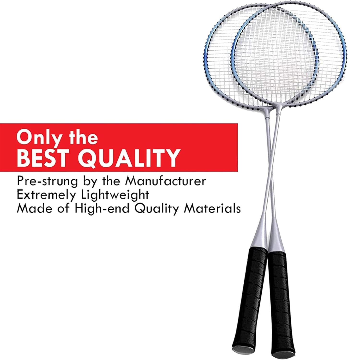 Trained Premium Quality Set of Badminton Rackets, Pair of 2 Rackets, Lightweight & Sturdy, with 5 LED SHUTTLECOCKS, for Professional & Beginner Players Adults and Children, Carrying Bag Included : Sports & Outdoors