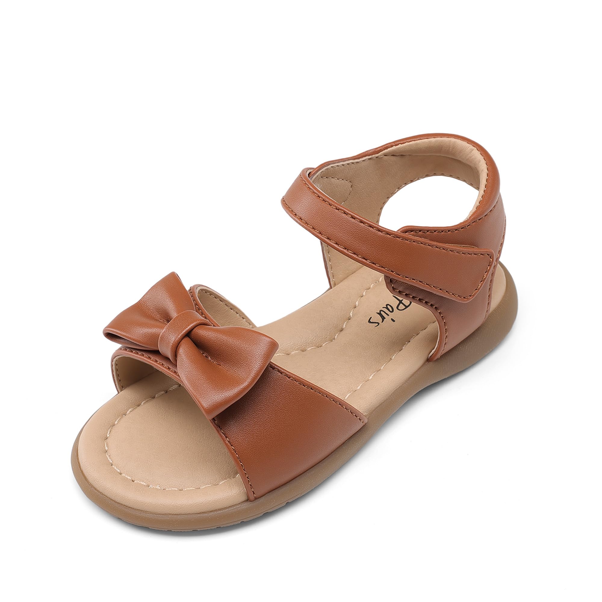 DREAM PAIRS Girls Sandals Fashion Bow Summer Shoes for Toddler/Little Kid,Size 1 Little Kid,Brown,KSD213 Image
