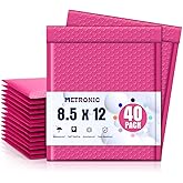Metronic Bubble Mailers 8.5 x 12 Inch 40 Pack Pink Bubble Mailers Waterproof Padded Envelopes for Packaging, Shipping, Small Business Bulk