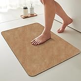 TYUU Bathroom Mat Quick Dry, Bathroom Rugs Non Slip Washable Thin Absorbent Bath Mat Fits Under Door Bathroom Floor Mat Perfect for Bath, Shower, or Sink 24"x36" Camel