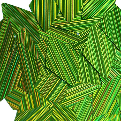 Sequin Long Diamond Lime Green 1.75 inch Couture Loose Paillettes. City Lights Reflective Metallic. Made in USA.