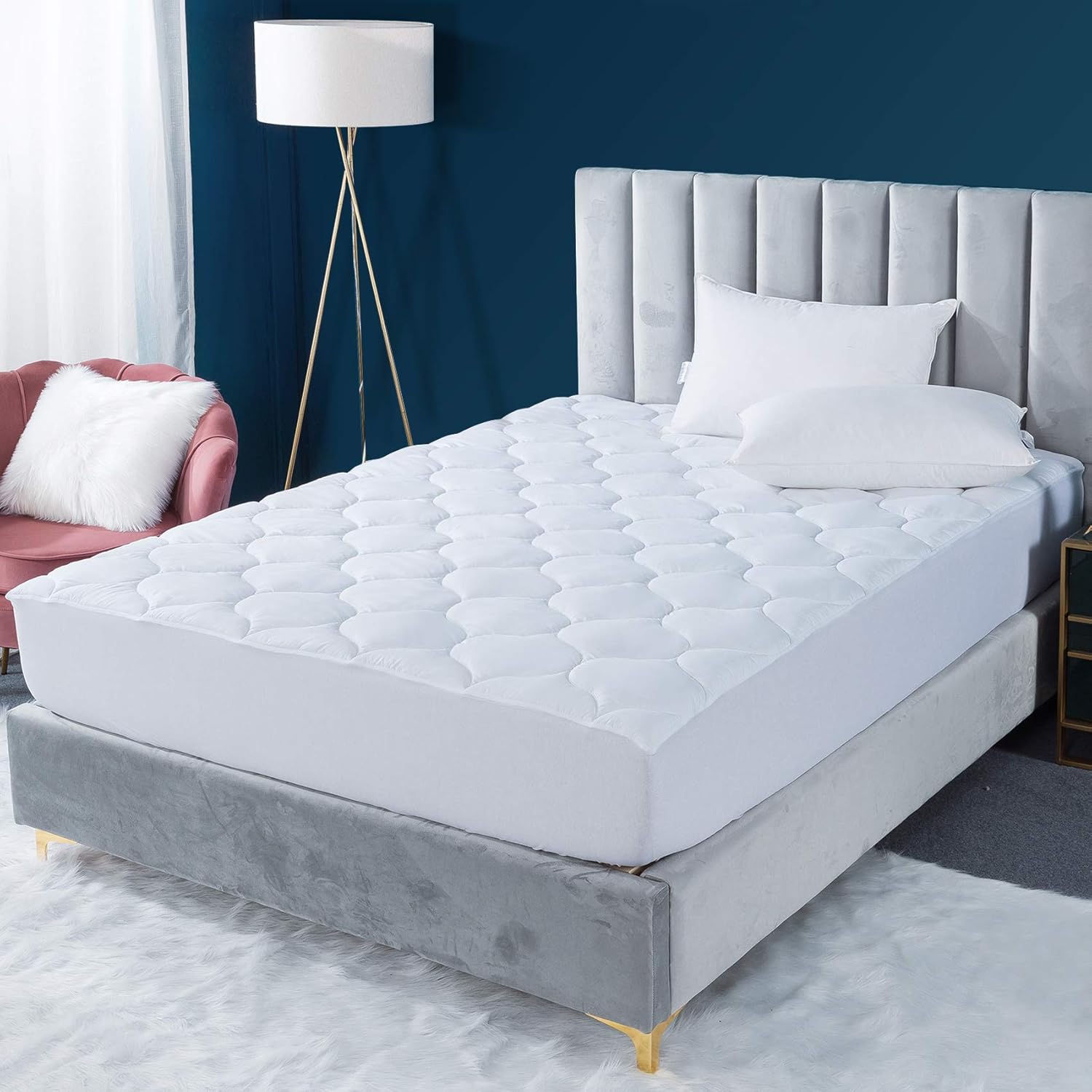 Decroom Cooling Queen Size Mattress Pad, Breathable Down Alternative Quilted Fitted Mattress Protector Cover with 18" Deep Pocket, 60x80Inches: Home & Kitchen