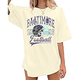 Football Shirts for Women Vintage Team Fan Tshirt Game Day Shirt Oversized Football Season Short Sleeve Tops