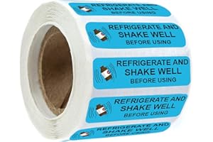 WOOTILE Fluorescent Blue Keep in Refrigerator and Shake Well Before Using Stickers Drink Instructions Seal Labels Veterinary Stickers 1/2X2 1/2 Inch-Refrigerate Sticker for Drug,Water Bottles,Beverage 500Pcs