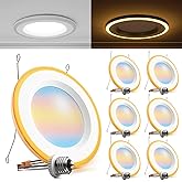 Sunco 6 Pack 6 Inch LED Recessed Lighting Retrofit with Night Light, 2700K/3000K/4000K/5000K/6000K Selectable, Dimmable Can Lights, 13W, 1200LM, Damp Rated, Retrofit Installation ETL