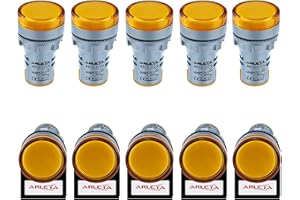 ARLETA Voltage 12V/24V/110V/120V Current 20mA Energy Saving LED Indicator Light Mounting Hole Size 22mm(7/8 Inch) Yellow 10Pcs