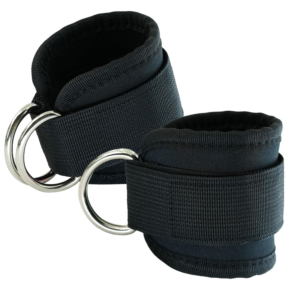 Ankle Straps,Double D-Ring Ankle Resistance Bands Adjustable Wrist Cuffs Kickback Strap for Cable Machine Leg Exercise Attachment 1 Pair (Black)