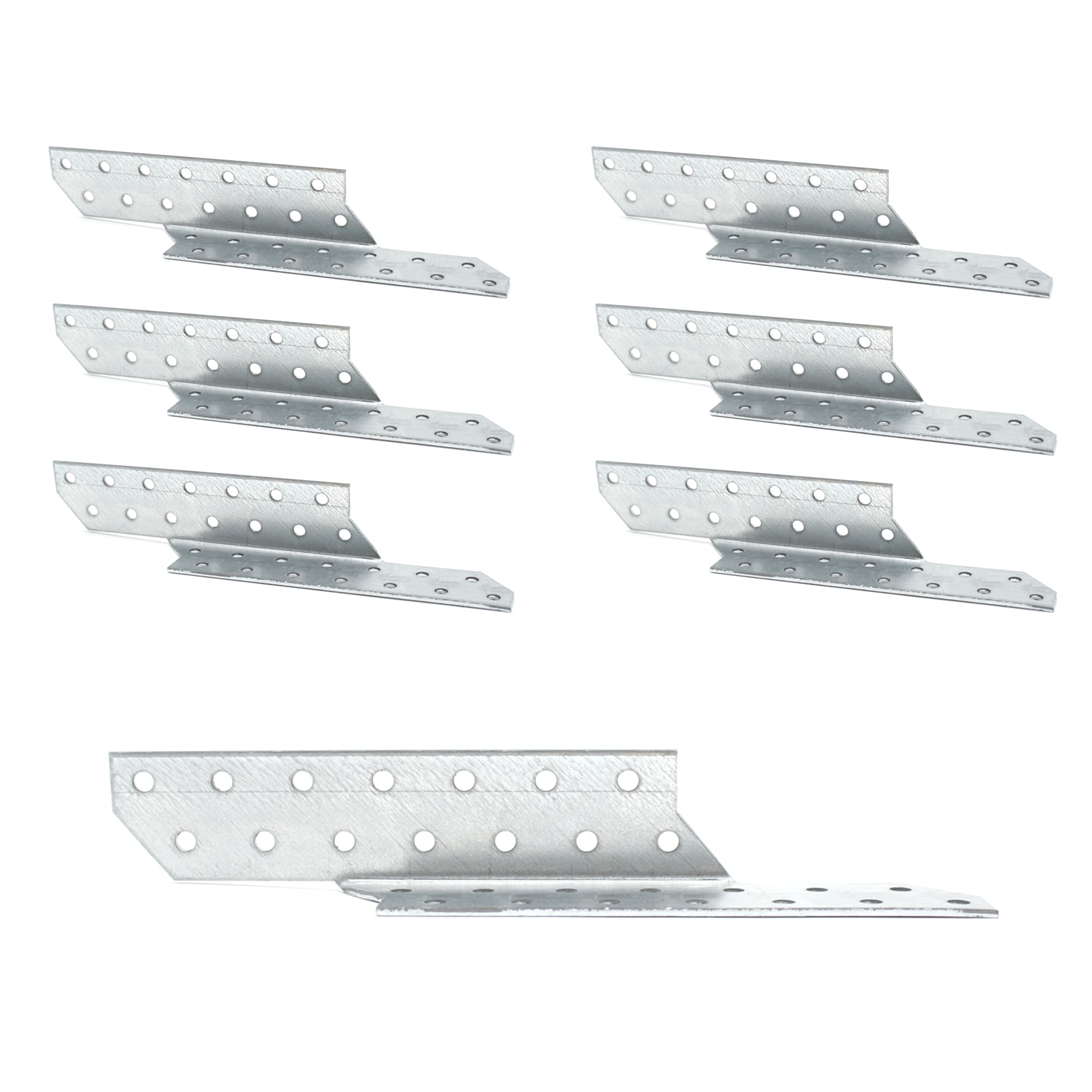 DOJA Barcelona Rafter Anchor 170 x 32 mm Right Pack of 6 Heavy Duty Timber Connector Asymmetric Bracket Post Anchor for Rafters Rafter Purlin Connector for Construction Metal Wood