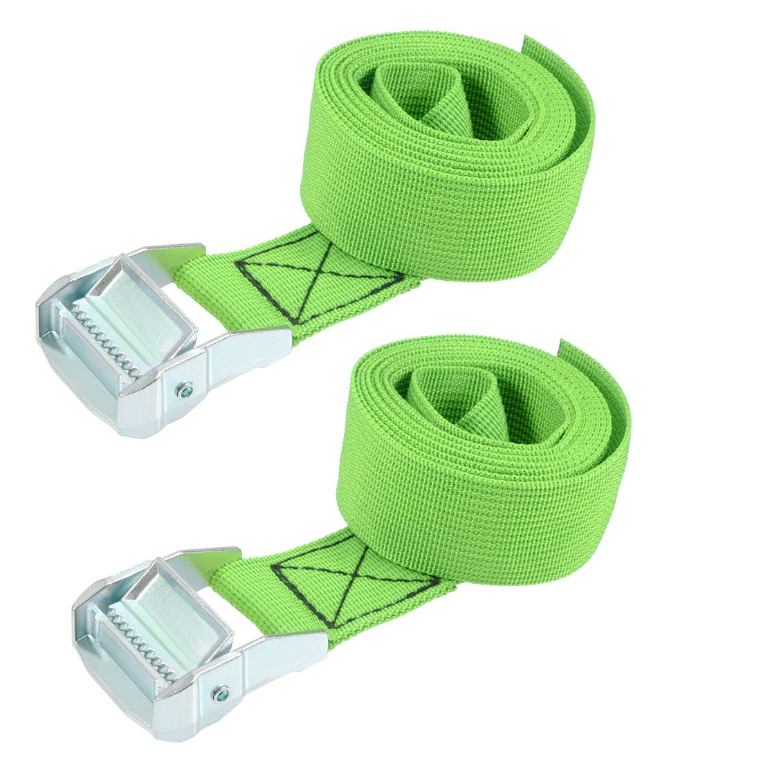 sourcing map Tie Down Strap Cam Buckle Lashing Strap 1.5" x 6.6Ft 1100lb 500Kg Load Polypropylene for Moving Securing Cargo, Green, Pack of 2