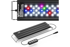 SEAOURA Led Aquarium Light for Plants-Full Spectrum Fish Tank Light with Timer Auto On/Off, 12-18 Inch, Adjustable Brightness, White Blue Red Green Pink LEDs with Extendable Brackets for Freshwater