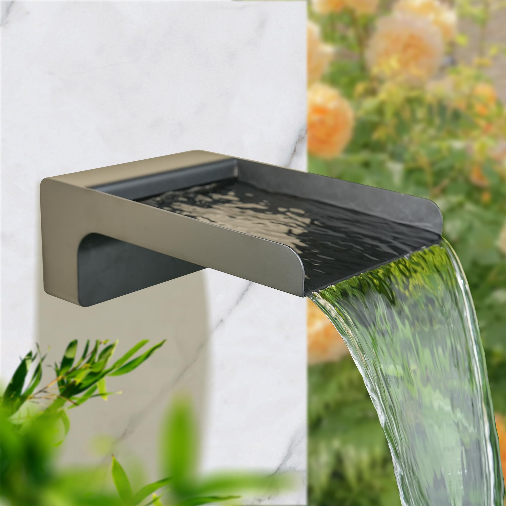 Photo 1 of SUMGREEN 304 Stainless Steel Water Fountain Spout Scupper, Made Exquisite Handcrafted Garden Waterfall Spillway for Landscape Decors, Patios, Pools, Courtyards, Water Walls (Black Powder Coating)LPNPMFX2243351
