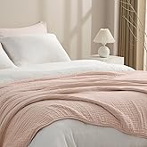 PHF Cooling Muslin Blanket King Size 104"x80", 6-Layer Lightweight Gauze Blanket Made from 35% Rayon Derived from Bamboo & 65% Cotton, Breathable & Ultra Soft Cozy for Hot Sleepers, Cameo Rose