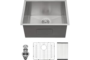 Kichae 21 Laundry Sink Undermount - 21x18 Inch Undermount Utility Sink Stainless Steel 12" Deep Single Bowl Under Counter Laundry Utility Room Handmade Basin
