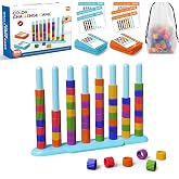LLESSOO 1 Pack Color Challenge Game, Solo Play Color Matching Puzzle Game | Fun Board Game for Kids 6-8-12, Adults, Party &amp; Family Game Night, Stacking Game with 1 Stack Rack, 100 Cards, 60 Rings