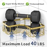 Menbyci 3 Pack Corner Shower Caddy Adhesive Stainless Gold 18 Hooks view 4