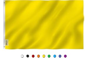 ANLEY Fly Breeze 3x5 Foot Solid Yellow Flag - Vivid Color and Fade Proof - Canvas Header and Double Stitched - Plain Yellow Flags Polyester with Brass Grommets 3 X 5 Ft