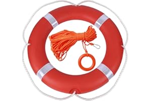 Life Ring Buoy Boat Safety Throw Ring with Water Floating Lifesaving Rope 98.4FT Set, Outdoor Professional Throwable Flotatio