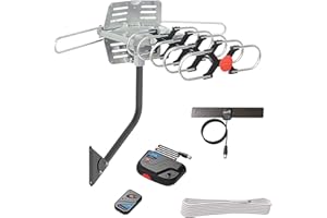 ViewTV Outdoor Amplified Antenna with Adjustable Antenna Mount Pole - 150 Miles Range - 360° Rotation - Wireless Remote