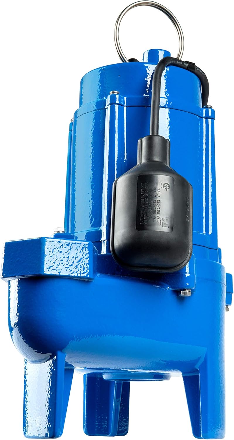 Little Giant LG-SEW50T 1/2 hp Cast Iron Sewage Pump with Tethered Switch, Blue