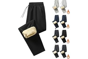 Mens Sweatpants Winter Fleece Lined Thermal Warm Jogger Pants Outdoor Sports Active Track Joggers with Zipper Pockets