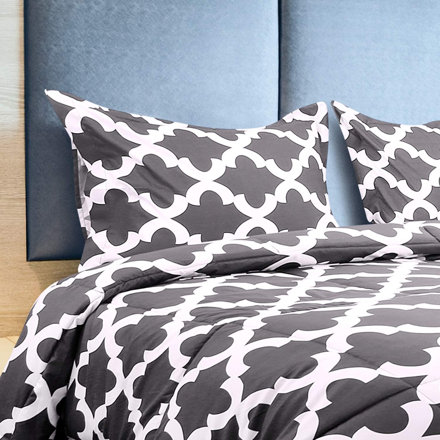 Utopia Bedding Printed Comforter Set (Queen, Grey) with 2 Pillow Shams - Luxurious Brushed Microfiber - Down Alternative Comforter - Soft and Comfortable - Machine Washable: Home & Kitchen