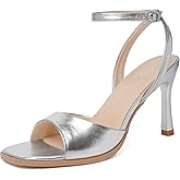 Mostrin Strappy Heels for Women Square Open Toe Lace Up Heeled Sandals Ankle Strap Sexy Stiletto High Heels for Party, Prom, Dating, Wedding