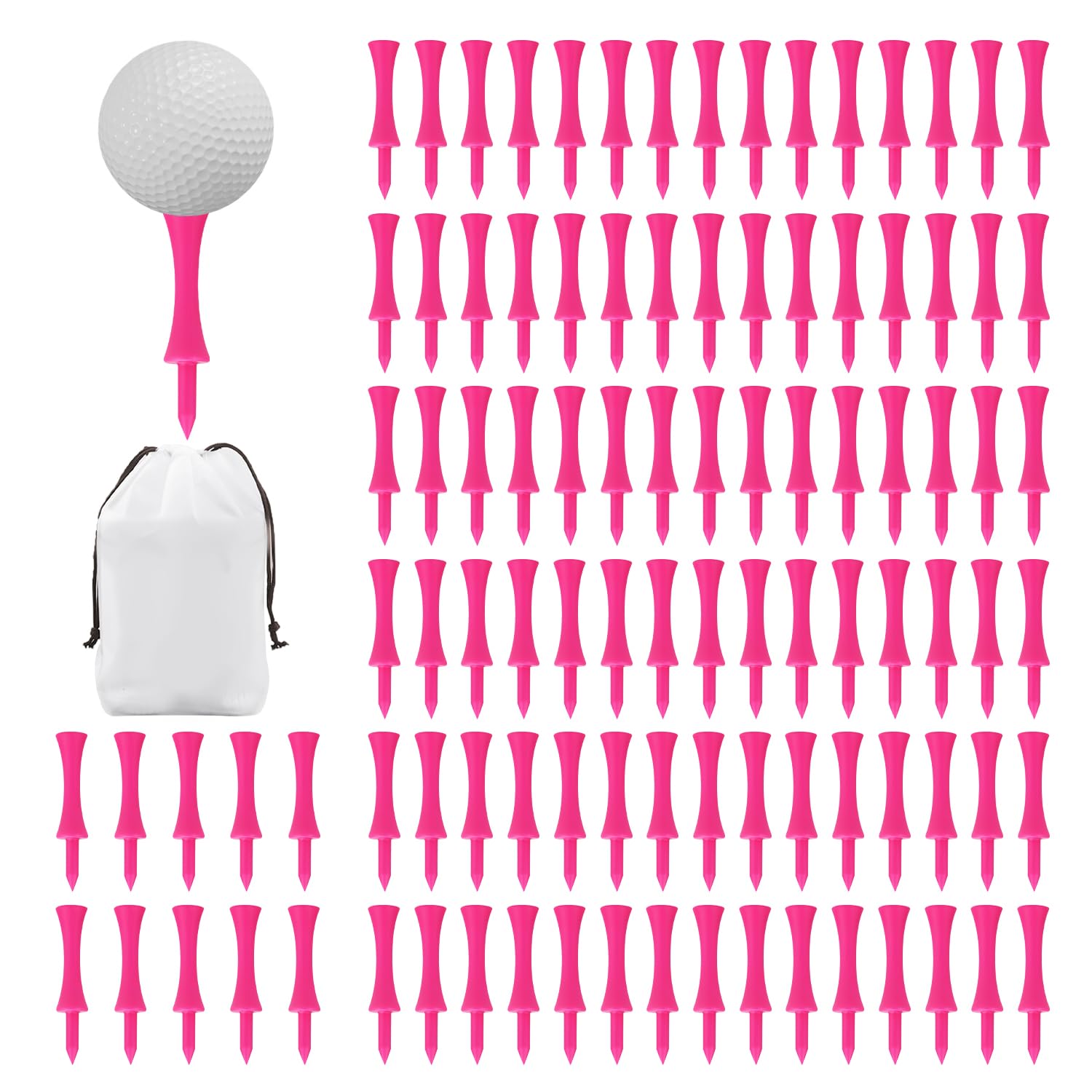 CYNOSURETECH 100 Pieces Pink Castle Theme Golf Tees, Plastic Golf Tees, Golf Castle Tees, Personalized Golf Tees