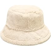 Umeepar Winter Faux Fur Fuzzy Bucket Hat Fluffy Warm Hat for Women Men