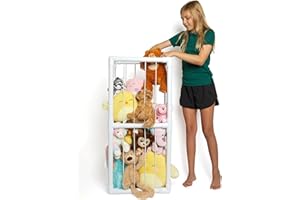 Lilly's Love Stuffed Animal Zoo Storage - Standing Storage Organizer Display | Made from Furniture-Grade, Easy to Assemble PVC, Stores More Stuffies Than Hammocks & Bean Bags | 39" x 18" x 10", White