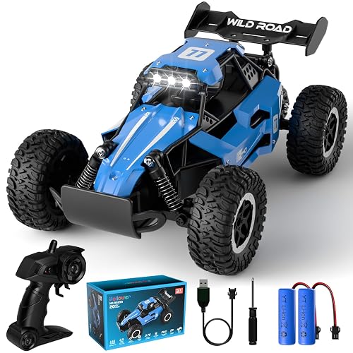 ifollower Alloy Remote Control Cars, 20KM/H Rc Car Offroad All Terrain, 1:16 Stunt RC Car with Cool LED, 2.4G 2WD High Speed Monster Truck for Boys Girls Ages 3-12