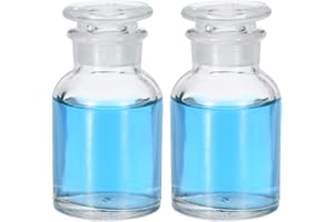 PATIKIL Reagent Media Bottle, 2 Pcs 60ml Glass Wide Mouth Reagent Media Storage Bottle with Glass Ground Stopper for Lab Water Reagent Liquids, Chemistry, Science, Vase, Perfume, Clear