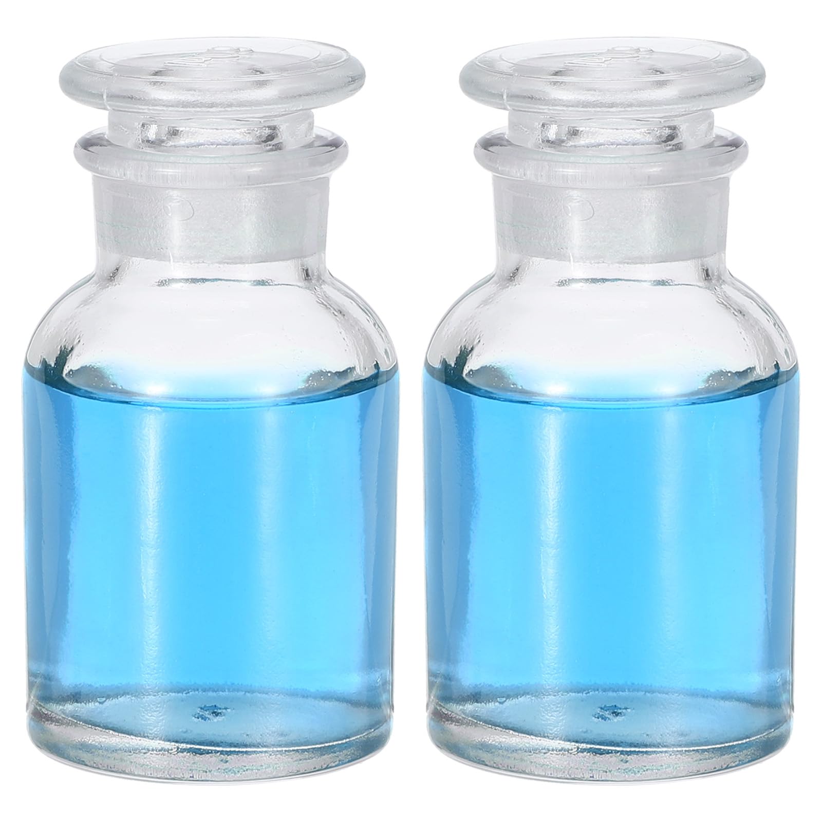 Photo 1 of PATIKIL Reagent Media Bottle, 2 Pcs 60ml Glass Wide Mouth Reagent Media Storage Bottle with Glass Ground Stopper for Lab Water Reagent Liquids, Chemistry, Science, Vase, Perfume, Clear