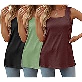 UPOLOLO 3 Pack Womens Tank Tops Summer Square Neck Tee Casual Sleeveless T Shirts 2026 Fashion Beach Vacation Clothes