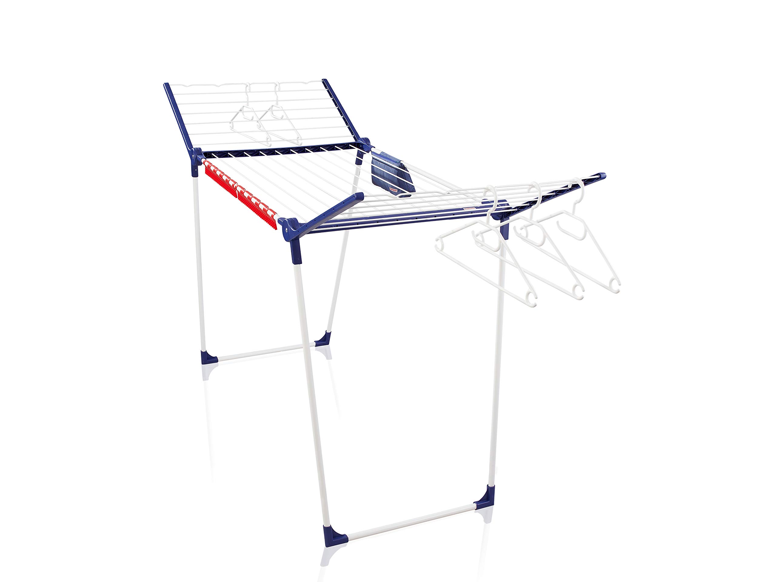 Leifheit Pegasus 200 Solid Comfort Standing Clothes Airer, Foldable Clothes Rack for Outdoor and Indoor, 20 m Clothes Horse with Hangers and Peg Bag