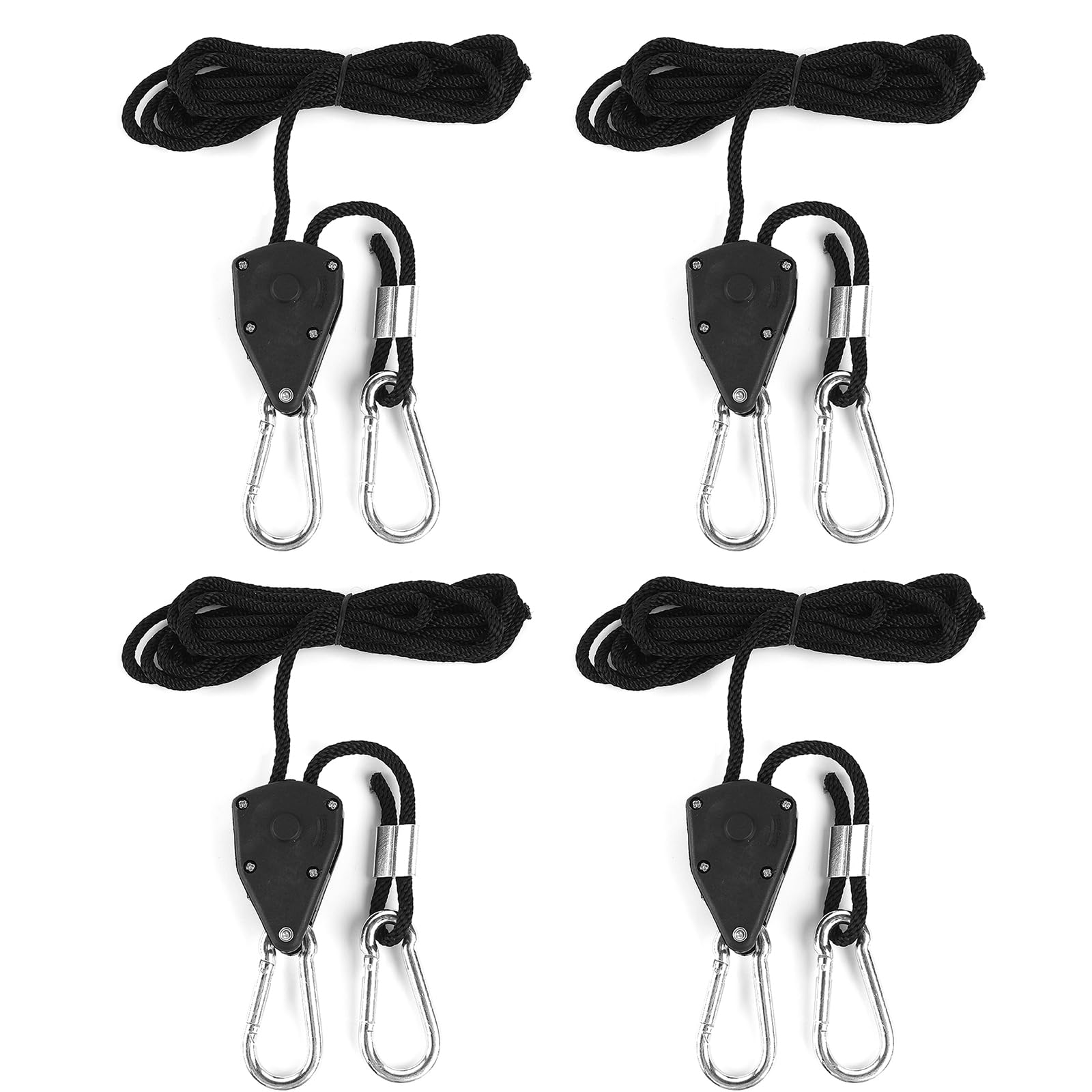 MIYUANNGKJ 4 Pack Ratchet Ropes 1/8" Heavy Duty Ratchets Hangers Ratchets Hangers Rope Adjustable Rope Ratchet Grow Light Hangers for Grow Room Equipment Flowers Plants