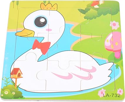 Tiny Souls Wooden Puzzle White Duck, Red Bow