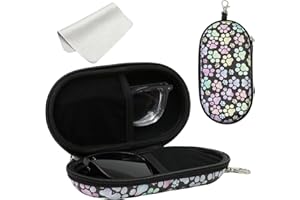 FlyingMage Double Eyeglasses Case, Hard Shell Dual Sunglasses Organizer with Zipper Clip Travel Glasses Storage for Women Men