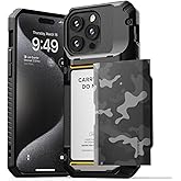 VRS DESIGN Compatible with iPhone 15 Pro Max Case with Card Holder [Damda Glide Pro], Sturdy Semi Auto 4-Card Slot, High Durability & Style Designed for iPhone 15 Pro Max (2023) Camo Black