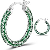 925 Sterling Silver Post Hoop Earrings for Women Gilrs Multcolors Cubic Zirconia 14K Gold Plated Chunky Silver Gold Hoop Earrings weinuo Jewelry