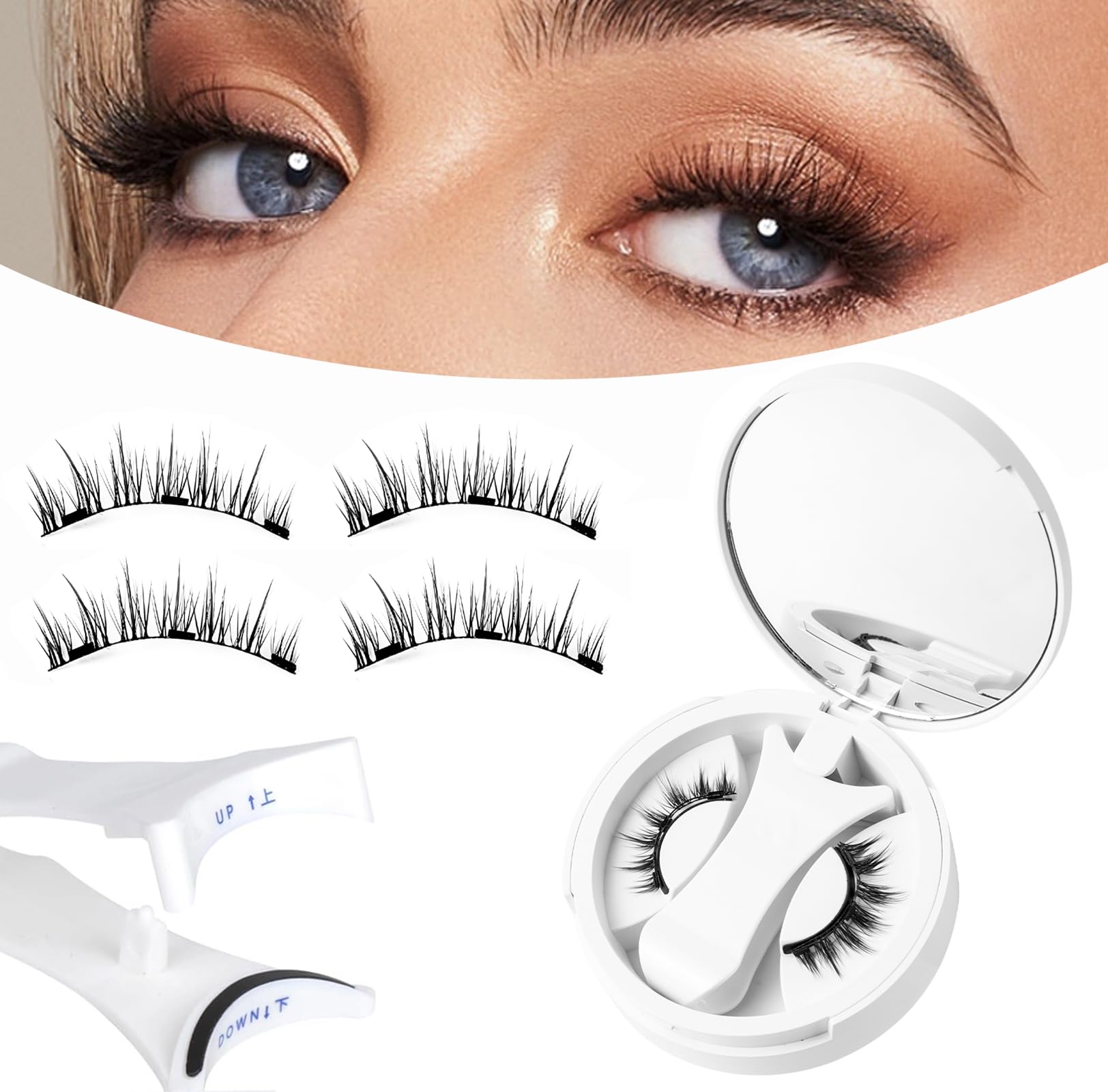 Photo 1 of Giani Magnetic Eyelashes, Natural Look Magnetic Lashes Kit, Magnets False Eyelashes with Applicator Reusable No Glue Needed Eyelashes Easy to Wear and Remove.Em07,Em12