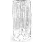 Muyan 7.5" Flower Vase for Decor Ribbed Glass Vase Modern for Centerpieces Desktop Home Office Dining Living Room Wedding (Clear)