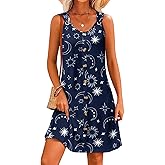 LUXVEER Summer Dresses for Women 2026 Sleeveless Floral Boho Swimsuit Cover Ups Casual Button Beach Vacation Tank Sundresses