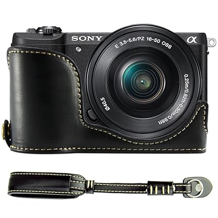 First2savvv XJPT-A5100-D01S01 Negro Funda Cámara Cuero de la PU ...