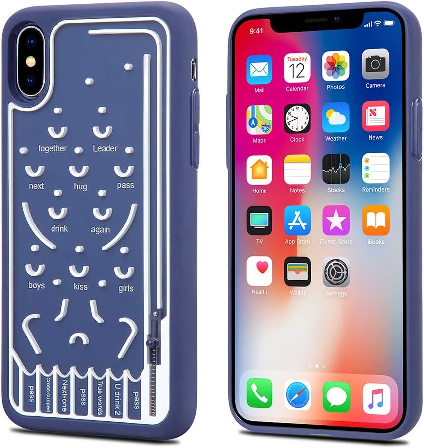 iPhone X Case,iPhone Game Case,Saulan Retro 3D Pinball Game Design Style Case with Shock Absorption Bumper Soft TPU for Apple iPhone X,iPhone 10,Blue