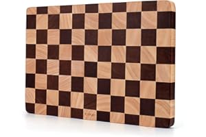 Wooden Cutting Board 15 x 10 in, Wood Checkerboard Chopping Board for Kitchen, Serving Tray Charcuterie Board for Meat, Fruit