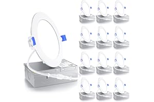 Ensenior 12 Pack 4 Inch LED Recessed Light, Dimmable, 5000K Daylight, 750LM High Brightness, 9W 120V, Damp Rated, ERL-9X-ETL, Ultra-Thin Canless Wafer Light - ETL & FCC & IC