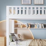 Merax Double Bunk Bed with Ladder Slide 2 Drawers Shelf Pine White 2 x 90x190cm view 7